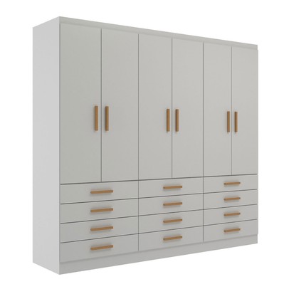 Guarda-Roupa Casal New Mônaco 6 Portas 12 Gavetas Branco - Evidência Móveis