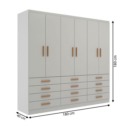 Guarda-Roupa Casal New Mônaco 6 Portas 12 Gavetas Branco - Evidência Móveis