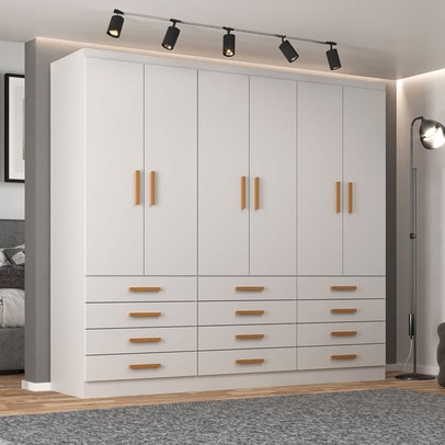 Guarda-Roupa Casal New Mônaco 6 Portas 12 Gavetas Branco - Evidência Móveis