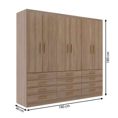 Guarda-Roupa Casal New Mônaco 6 Portas 12 Gavetas Demolição - Evidência Móveis