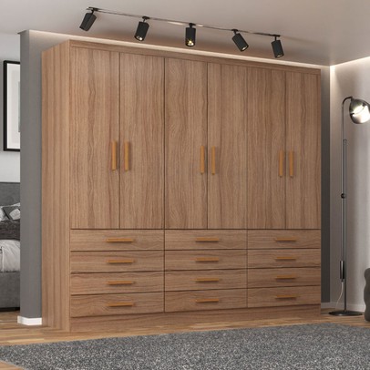 Guarda-Roupa Casal New Mônaco 6 Portas 12 Gavetas Demolição - Evidência Móveis