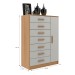 Cômoda New Mônaco 1 Porta 7 Gavetas Branco/Cinnamomo - Evidência Móveis
