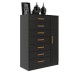 Cômoda New Mônaco 1 Porta 7 Gavetas Preto - Evidência Móveis