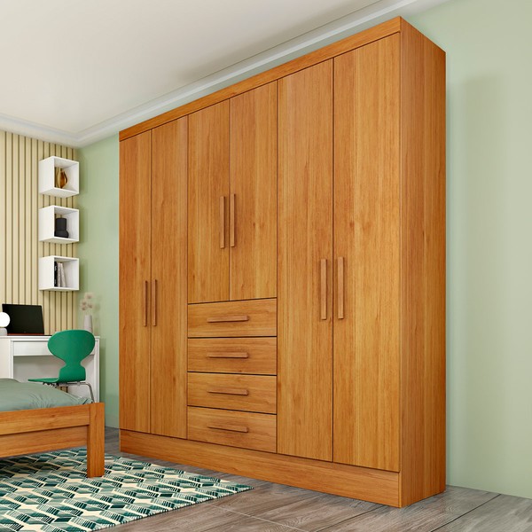 Guarda-Roupa Solteiro Arizona 6 Portas Cinamomo - Tcil Móveis