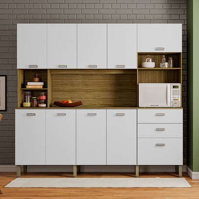 Cozinha Compacta Intense 10 Portas 2 Gavetas Freijó/Supremo - Kits Paraná