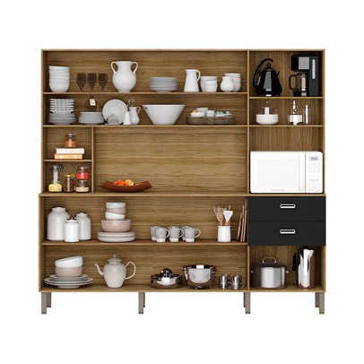 Cozinha Compacta Intense 10 Portas 2 Gavetas Freijó/Nero - Kits Paraná