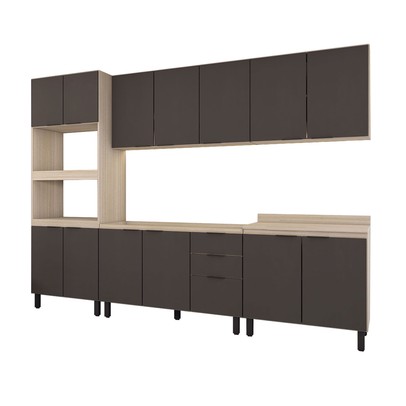 Cozinha Completa Alice 14 Portas 2 Gavetas Touch/Grafite - Panorama Móveis