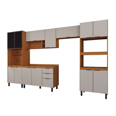 Cozinha Completa Sophia 14 Portas 2 Gavetas Marrom/Nude - Panorama Móveis