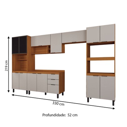 Cozinha Completa Sophia 14 Portas 2 Gavetas Marrom/Nude - Panorama Móveis