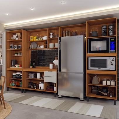 Cozinha Completa Sophia 14 Portas 2 Gavetas Marrom/Nude - Panorama Móveis