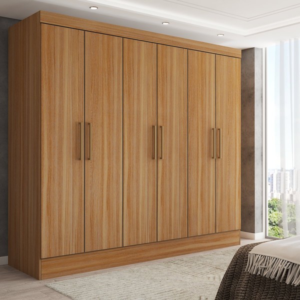 Guarda-Roupa Casal Nórdico 6 Portas 3 Gavetas Amêndola Touch - Panorama Móveis