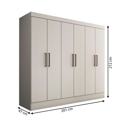 Guarda-Roupa Casal Nórdico 6 Portas 3 Gavetas Branco - Panorama Móveis