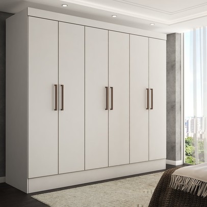 Guarda-Roupa Casal Nórdico 6 Portas 3 Gavetas Branco - Panorama Móveis
