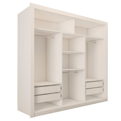 Guarda-Roupa Casal Luiza 3 Portas de Correr 4 Gavetas Espelhado Branco - Brv