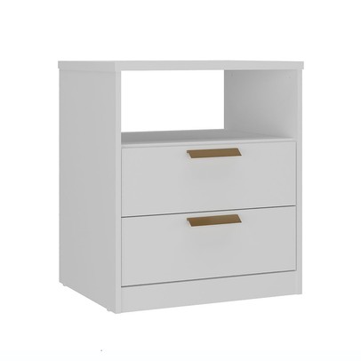 Mesa de Cabeceira Divino 2 Gavetas 100% Mdf Branca - Manbel
