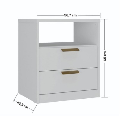 Mesa de Cabeceira Divino 2 Gavetas 100% Mdf Branca - Manbel