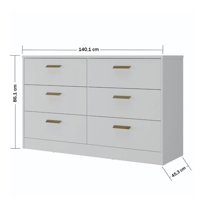 Cômoda Divino 6 Gavetas 100% Mdf Branca - Manbel
