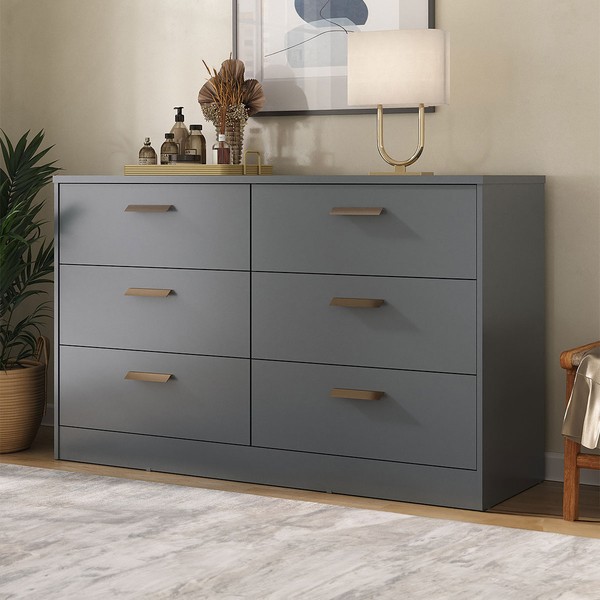 Cômoda Divino 6 Gavetas 100% Mdf Cinza - Manbel