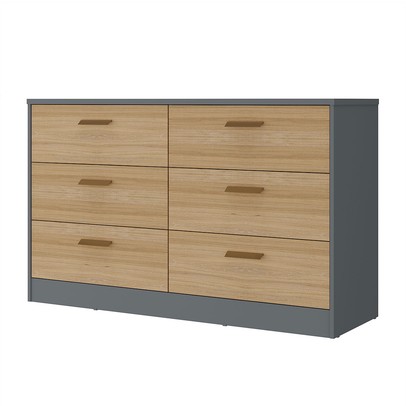 Cômoda Divino 6 Gavetas 100% Mdf Cinza/Olmo - Manbel