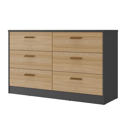 Cômoda Divino 6 Gavetas 100% Mdf Preto/Olmo - Manbel