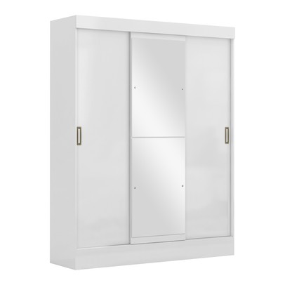 Guarda-Roupa Solteiro San Marino 3 Portas 2 Gavetas com Espelho Branco - Maxel