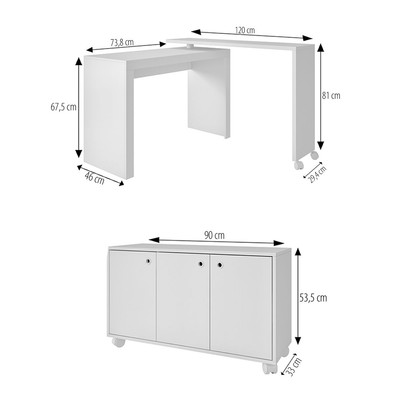 Escritório Completo 3 Portas Branco - Brv