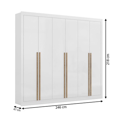 Guarda-Roupa Casal Cannes 6 Portas 6 Gavetas Branco - Maxel