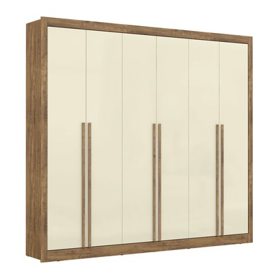Guarda-Roupa Casal Cannes 6 Portas 6 Gavetas Ipê/Off White - Maxel