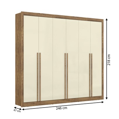 Guarda-Roupa Casal Cannes 6 Portas 6 Gavetas Ipê/Off White - Maxel