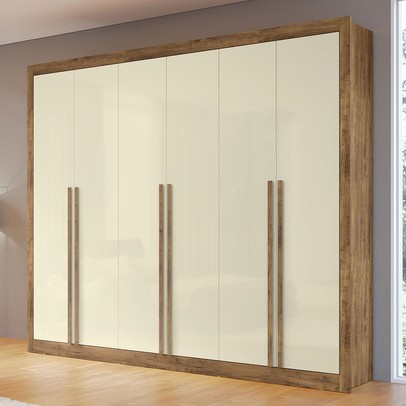 Guarda-Roupa Casal Cannes 6 Portas 6 Gavetas Ipê/Off White - Maxel
