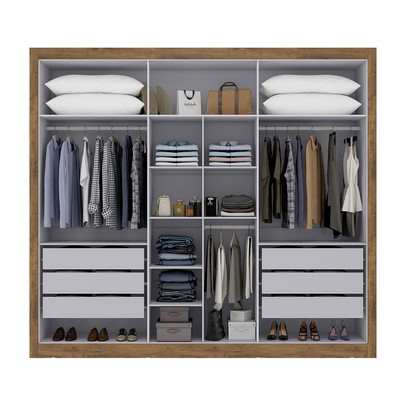 Guarda-Roupa Casal Cannes 6 Portas 6 Gavetas Ipê/Off White - Maxel