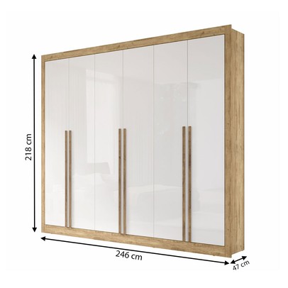 Guarda-Roupa Casal Cannes 6 Portas 6 Gavetas Capuccino/Branco - Maxel