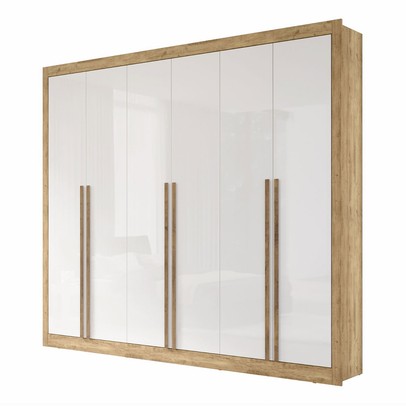 Guarda-Roupa Casal Cannes 6 Portas 6 Gavetas Capuccino/Branco - Maxel