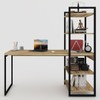 Mesa Escrivaninha Estilo Industrial Aço 4 Prateleiras Carvalho/Preto - Panorama Móveis