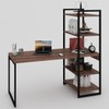 Mesa Escrivaninha Estilo Industrial Aço 4 Prateleiras Nogal/Preto - Panorama Móveis