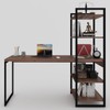 Mesa Escrivaninha Estilo Industrial Aço 4 Prateleiras Nogal/Preto - Panorama Móveis
