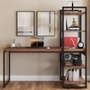Mesa Escrivaninha Estilo Industrial Aço 4 Prateleiras Nogal/Preto - Panorama Móveis