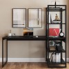 Mesa Escrivaninha Estilo Industrial Aço 4 Prateleiras ônix/Preto - Panorama Móveis