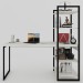 Mesa Escrivaninha Estilo Industrial Aço 4 Prateleiras Snow/Preto - Panorama Móveis