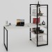 Mesa Escrivaninha Estilo Industrial Aço 4 Prateleiras Snow/Preto - Panorama Móveis
