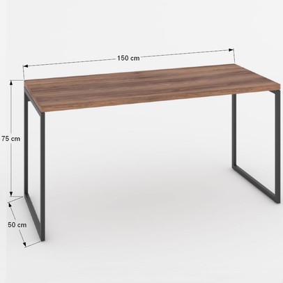 Mesa Escrivaninha Estilo Industrial Aço 150 Nogal/Preto - Panorama Móveis