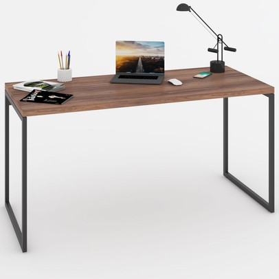 Mesa Escrivaninha Estilo Industrial Aço 150 Nogal/Preto - Panorama Móveis