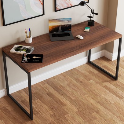 Mesa Escrivaninha Estilo Industrial Aço 150 Nogal/Preto - Panorama Móveis