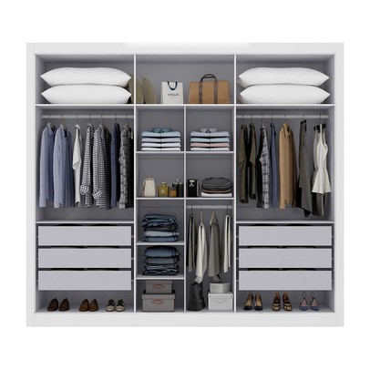 Guarda-Roupa Casal Cannes 6 Portas 6 Gavetas com Espelho Branco - Maxel