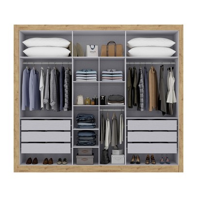 Guarda-Roupa Casal Cannes 6 Portas 6 Gavetas com Espelho Capuccino/Branco - Maxel