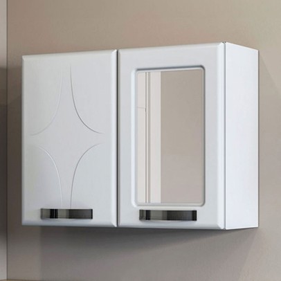 Armário de Banheiro Rubi 2 Portas com Espelho Branco - Telasul