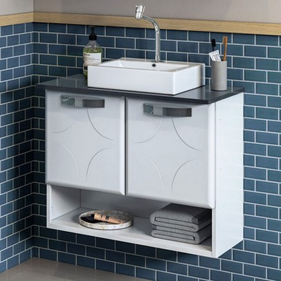 Armário de Banheiro Rubi 2 Portas Branco - Telasul