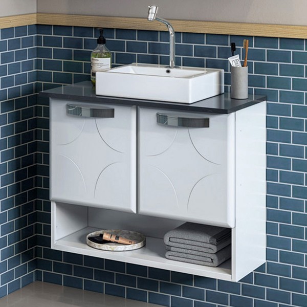 Armário de Banheiro Rubi 2 Portas Branco - Telasul