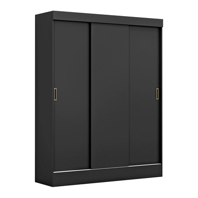 Guarda-Roupa Solteiro San Marino 3 Portas 2 Gavetas Preto - Maxel