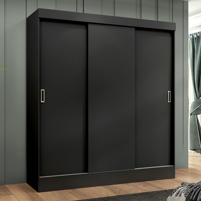 Guarda-Roupa Solteiro San Marino 3 Portas 2 Gavetas Preto - Maxel